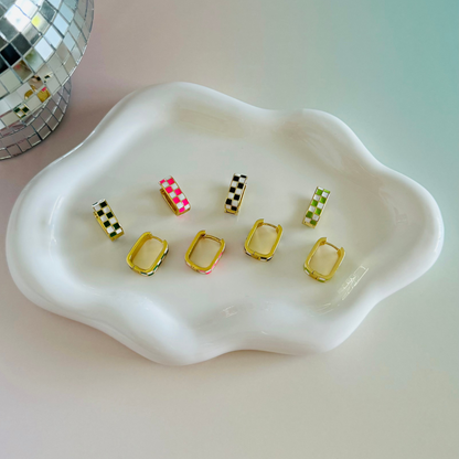 Checkered Gold Filled Hoops (Multiple Colors)