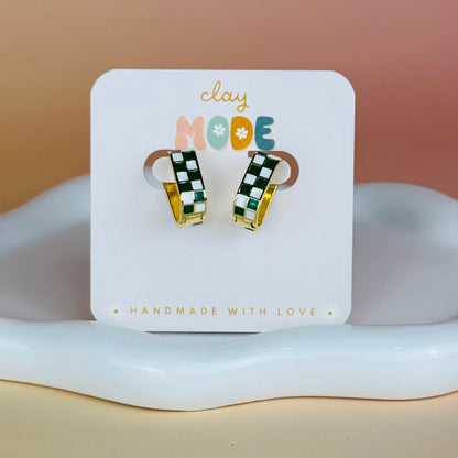 Checkered Gold Filled Hoops (Multiple Colors)